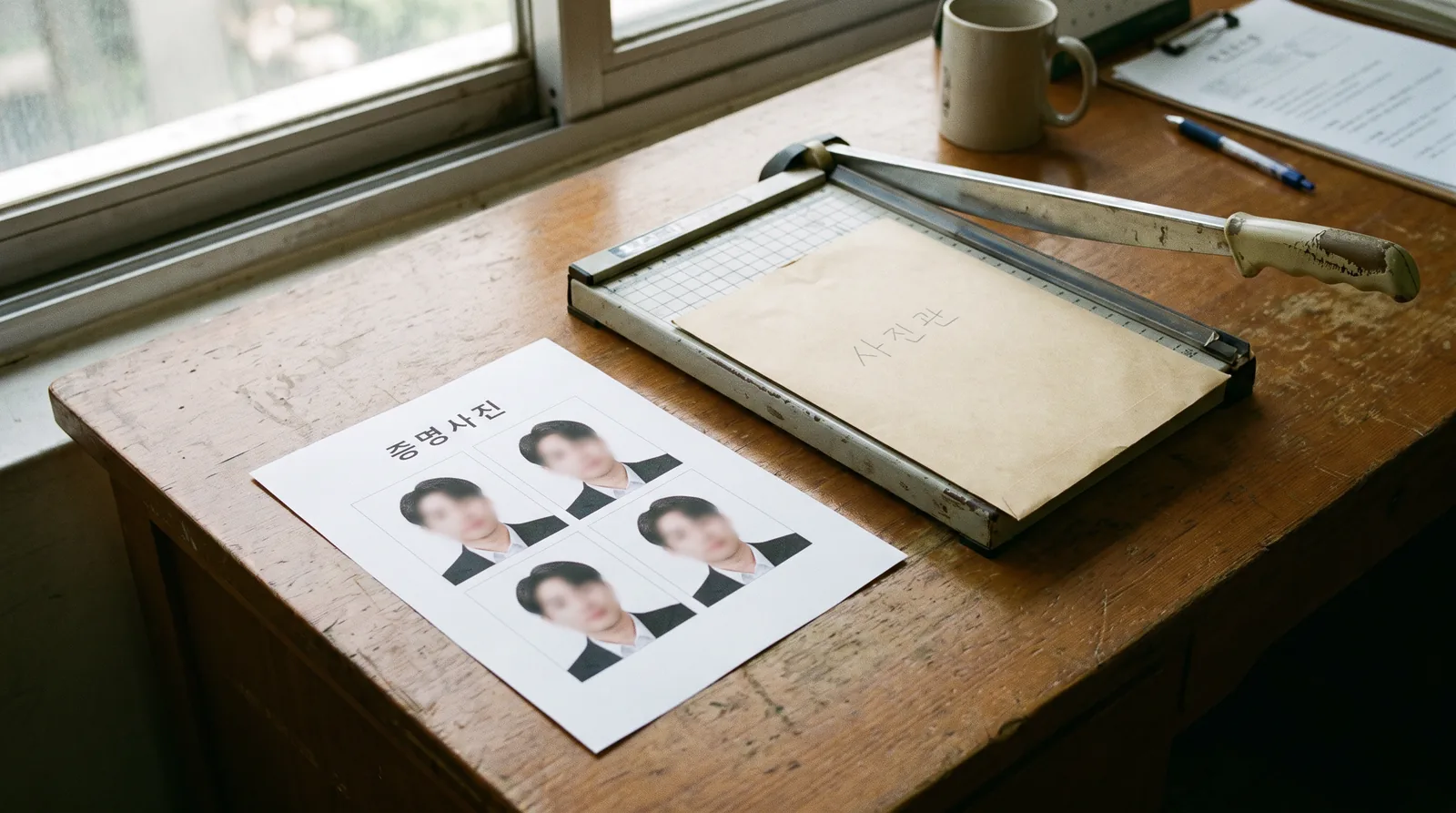 비대면 증명사진 — 인화된 증명사진 시트 (예시)